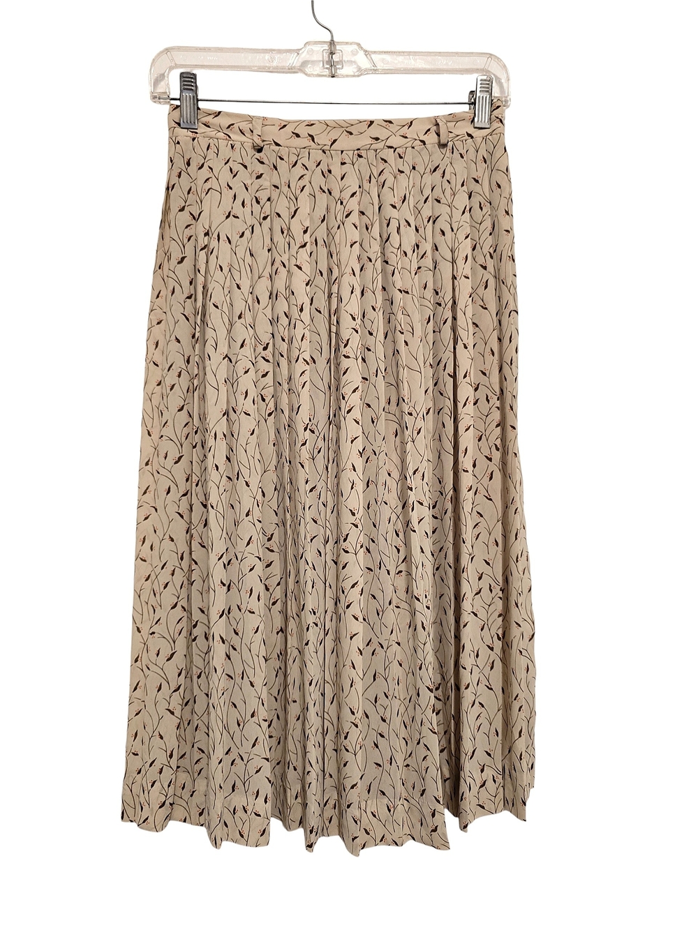 Campus Casuals - Vintage Beige Pleated Midi Skirt